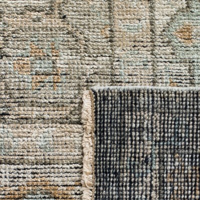 Handmade Blue Wool 4' x 6' Rectangular Rug