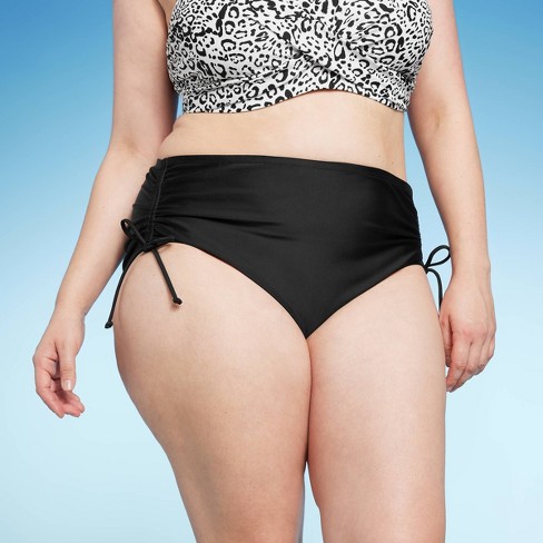 Women's High Waist Side-cinch Bikini Bottom - Kona Black : Target