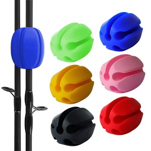 Coucheta 6Pcs Silicone Fishing Rod Holder Straps with Multi Size Holes, Protective Fixed Ball, Durable Elastic Material, Easy to Carry - 1 of 4