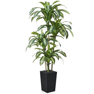 5-6ft UV & Sunproof Artificial Dracaena Tree for Indoor/Outdoor - Faux Silk Plant in Tall Planter, Tall Faux Tree for Home & Garden Decor - 1 of 4