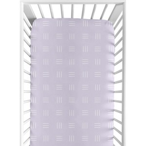 Sweet Jojo Designs Girl Baby Fitted Crib Sheet Boho Hatch Lavender Purple and White - 1 of 4