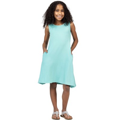 24seven Comfort Apparel Girls Sleeveless Pocket Swing Dress