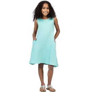 24seven Comfort Apparel Girls Sleeveless Pocket Swing Dress - 1 of 4