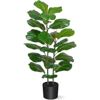 39in Artificial Fiddle Leaf Fig Tree – Realistic Faux Ficus Lyrata for Indoor/Outdoor Home, Office & Yard Decor