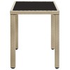 vidaXL Outdoor Dining Table Beige PE rattan and steel with tempered glass - 3 of 4