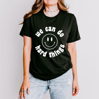 Simply Sage Market We Can Do Hard Things Smiley Face Short Sleeve Tee - XL - Black