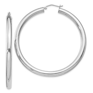 Black Bow Jewelry 4mm Sterling Silver, Extra Large Round Hoop Earrings, 55mm (2 1/8 In) - 1 of 4