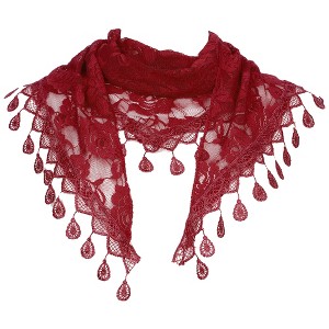 INSPIRE CHIC Lace Rose Floral Tassel Mesh Triangle Head Covering Mantilla Scarves 1Pc - 1 of 4