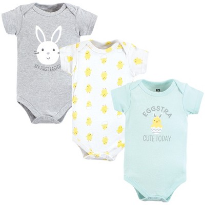 Image of Hudson Baby Unisex Baby Cotton Bodysuits, Eggstra Cute, 3-6 Months
