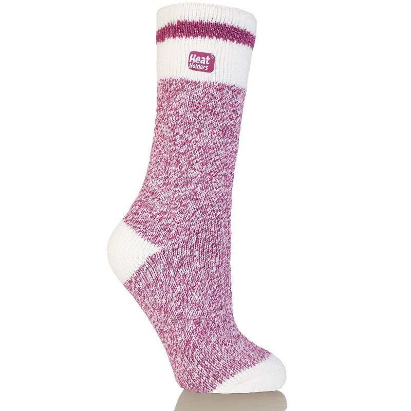 Heat Holders® Women's Snowdrop ORIGINAL™ Cream Block Twist Socks | Advanced Thermal Yarn | Thick Boot Socks Cold Weather Gear | Warm + Soft, Hiking, Cabin, Hunting, Outdoor, Cozy Socks, 1 of 2