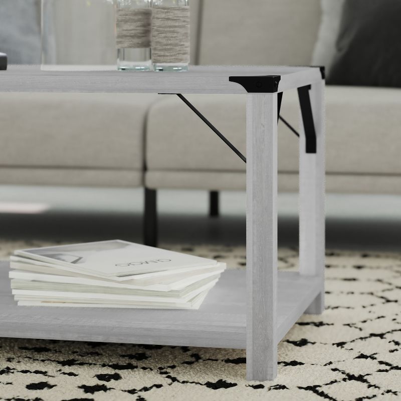 Emma and Oliver Engineered Wood Modern Farmhouse Coffee Table with Metal Accents, 3 of 10