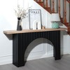 HDZNVF Modern Minimalist Console Table with Black Arch Base and Natural Wood Top - 4 of 4
