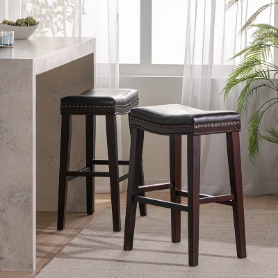 Modern Upholstered Backless Saddle Kitchen Stool,Set of 2-Christopher Knight Home