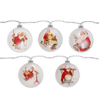 Northlight Set of 5 Glass Norman Rockwell Christmas Disc Lights