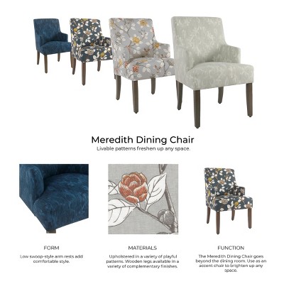 Meredith Distressed Blue Patterned Parsons Side Chair with Wood Legs