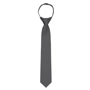 Jacob Alexander Boys' 14" Solid Color Pre-Tied Zipper Neck Tie - 1 of 4