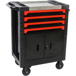 4 Drawers Multifunctional Tool Cart with Wheels, Rolling Tool Chest Storage with Lockable Drawers & Door Cabinet Cart for Warehouse, Garage - 1 of 4