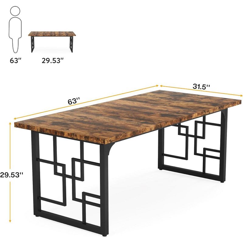 Tribesigns 63" Rectangular Dining Table, Wooden Kitchen Table, Industrial Dinner Table for Kitchen, Dining Room, Living Room, 3 of 8