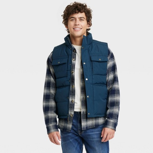 Men's Corduroy Collar Midweight Puffer Jacket - Goodfellow & Co™ Blue Xl :  Target