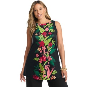 Jessica London Women's Plus Size Stretch Knit Tunic Tank - 1 of 4