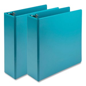 Samsill Earth's Choice Plant-Based Economy Round Ring View Binders, 3 Rings, 3" Capacity, 11 x 8.5, Teal, 2/Pack - 1 of 4