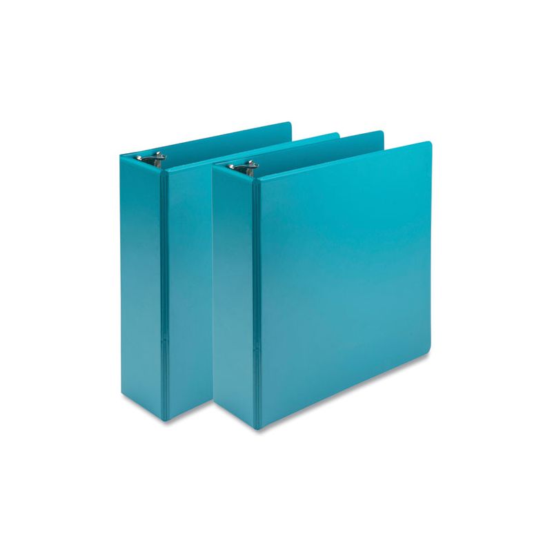 Samsill Earth's Choice Plant-Based Economy Round Ring View Binders, 3 Rings, 3" Capacity, 11 x 8.5, Teal, 2/Pack, 1 of 5