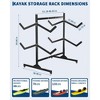 2-6 Kayak Freestanding Storage Rack - Heavy-Duty Steel Kayak Holder with Movable Wheels & Hanging Straps for Outdoor Use (Select Size, Black) - 2 of 4