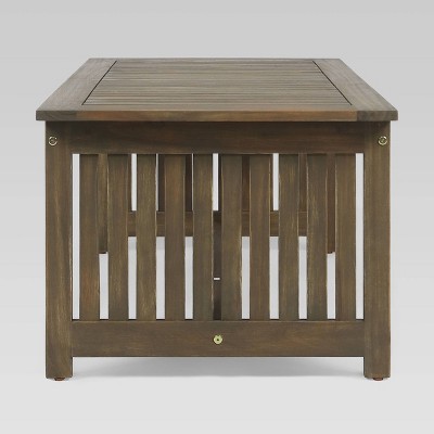 Grace Broad Acacia Wood Outdoor Coffee Table in Gray
