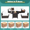 Tangkula Patio Rattan 7PCS Cushioned Chair Set Furniture Set Thick Cushion w/ 50,000 BTU Propane Fire Pit Table for Garden Off White - 3 of 4