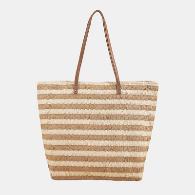 Women's Seaside Stripes Straw Bag - Cupshe-F-Beige