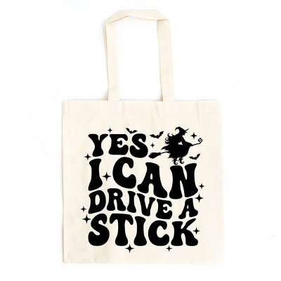 City Creek Prints Yes I Can Drive A Stick Canvas Tote Bag - 15x16 - Natural
