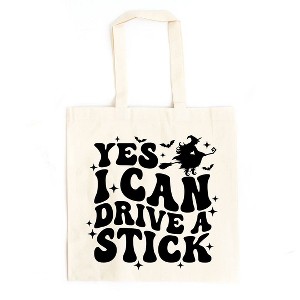 City Creek Prints Yes I Can Drive A Stick Canvas Tote Bag - 15x16 - Natural - 1 of 2
