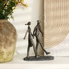 LuxenHome 12.2" LuxenHome Modern Brown Polyresin Couple Walk Tabletop Home Decor - 2 of 4