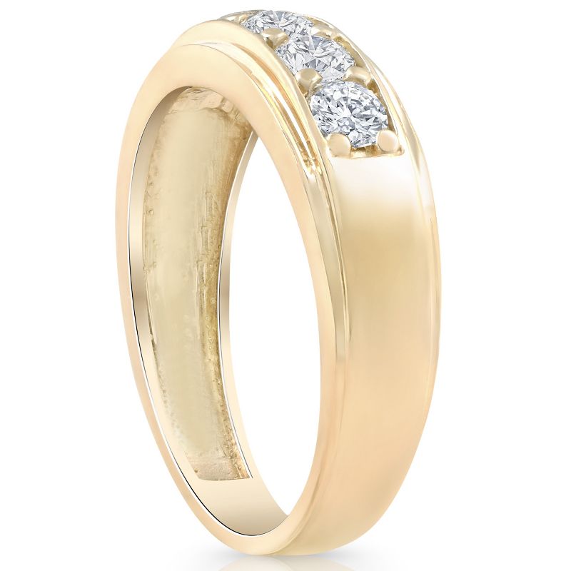 Pompeii3 1 Ct Diamond Ring Mens High Polished Solid Yellow Gold Wedding Band Lab Created, 3 of 6