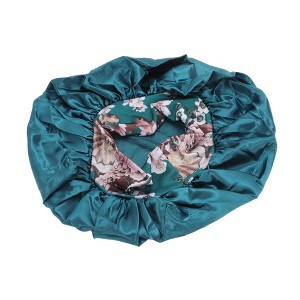 Unique Bargains Women Flowered Shower Cap Black 1 Pc - 1 of 4