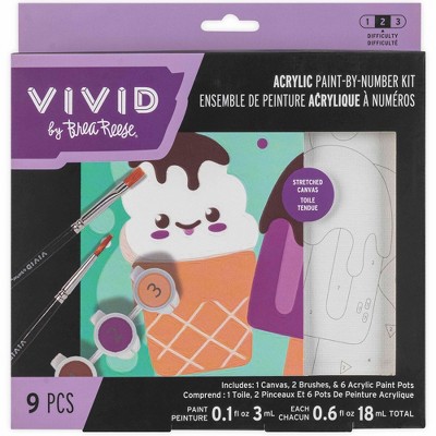Vivid by Brea Reese: Acrylic Mini Paint-By-Number Kit – Ice Cream, 6 x 6" Canvas