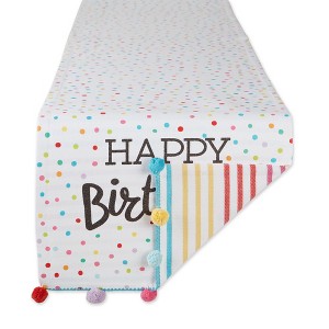 Design Imports  Embellished Table Runner, Happy Birthday, 14X72" - 1 of 4