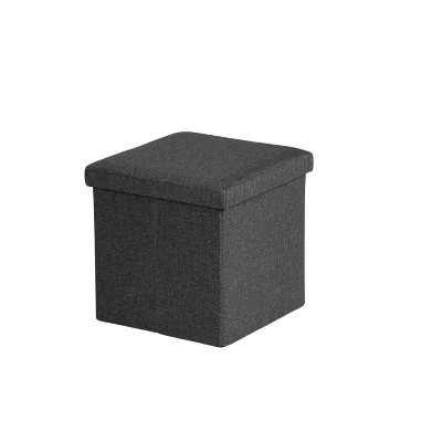 FurnitureR Storage Ottoman, Cube Small Folding Ottoman Footrest Stool for Living Room Bedroom, Padded Footstool Storage Ottoman, 15 Inches, Grey