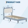 Princess Bed Frame with LED Lights & Storage Drawer - Blue Velvet Upholstered Cat Headboard Platform Bed for Kid- Sturdy Wood - 2 of 4