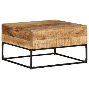 vidaXL Coffee Table 26.8 in.x26.8 in.x16.1 in. Rough Mango Wood - 1 of 4