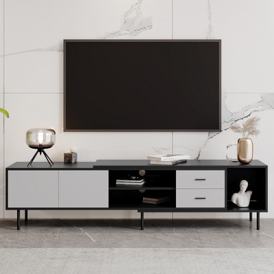 Whisen Modern 2-Door Entertainment Center TV Stand for TVs up to 80'' with 2 Drawers and Large Storage Cabinet