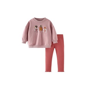 MyKids-USA Spring and Autumn Girls Cartoon Pattern Long Sleeves Pullover and Pants Clothing Set - 1 of 4