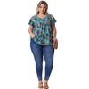 Agnes Orinda Women's Plus Size V Neck Ruffle Short Sleeve Boho Floral Casual T-Shirt - 3 of 4