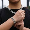 Iced Out Diamond Link Chain Bracelet Set for Men Women, Hip Hop Jewelry Gift for Boys - 2 of 4