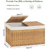 Aoibox Woven Rattan Storage Basket with 2 Separate Lids 17.2 Gallon Foldable Removable Liner Handles 22x13x13.8 Inches - 4 of 4