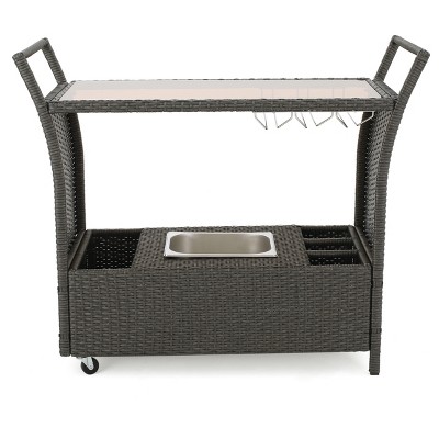 Bahama Wicker Bar Cart - Gray - Christopher Knight Home : Target