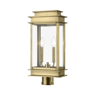 Livex Lighting Princeton 2 - Light Post Light in  Antique Brass/Polished Chrome Stainless Steel