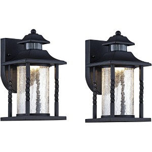 John Timberland Westray 11 1/2"H Black Motion Sensor LED Outdoor Wall Light Set of 2 - 1 of 4