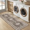 Faux Wool Boho Vintage Floral Printed Area Rug Machine Washable Foldable Ultra Thin Non Slip Stain Resistant Pet Friendly Carpet For Home Decor - 2 of 4