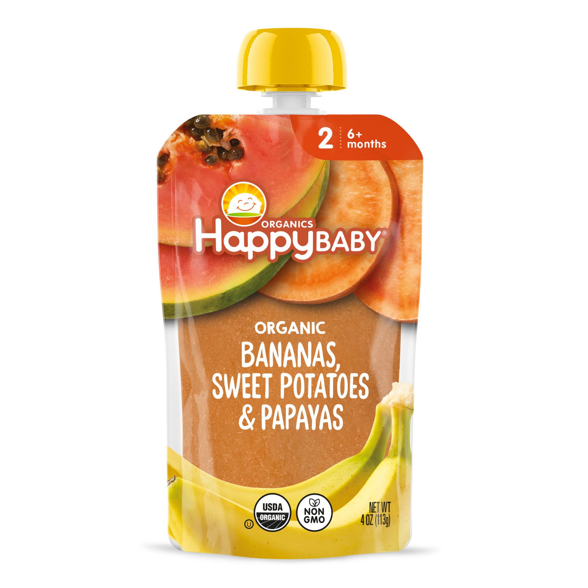 Happy Baby Organic Bananas, Sweet Potatoes & Papaya Baby Food Pouch - 4oz